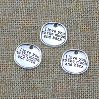 10pcs/Lot 20x20mm Letter I Love You Round Alloy Charms Antique Silver Color Pendants for DIY Jewelry Making Charm