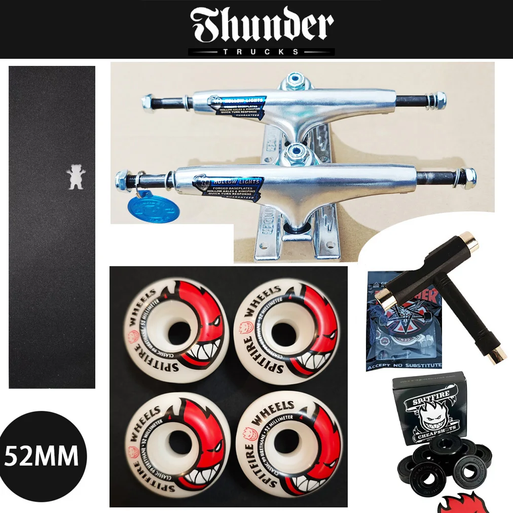 thunder-skateboard-trucks-147-size-for-8inch-decks-plus-sf-bearings-and-grip-tape-and-genuine-sf-skateboard-wheels