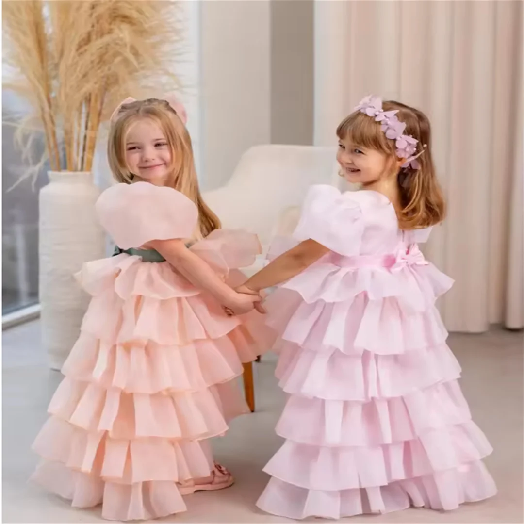 customized-flower-girl-dress-high-end-tiered-ruffled-tulle-girls-wedding-bridesmaid-dress-puff-sleeve-bow-long-floor-length-prom