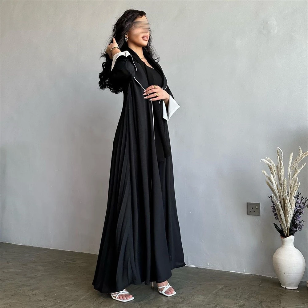 Imagem -02 - Elegante Abaya Aberta com Botão para Mulher Manga Dividida Abayas Muçulmanas Vestido Maxi Kaftan Marroquino Túnica Longa Turca e Árabe Vestido Ramadã