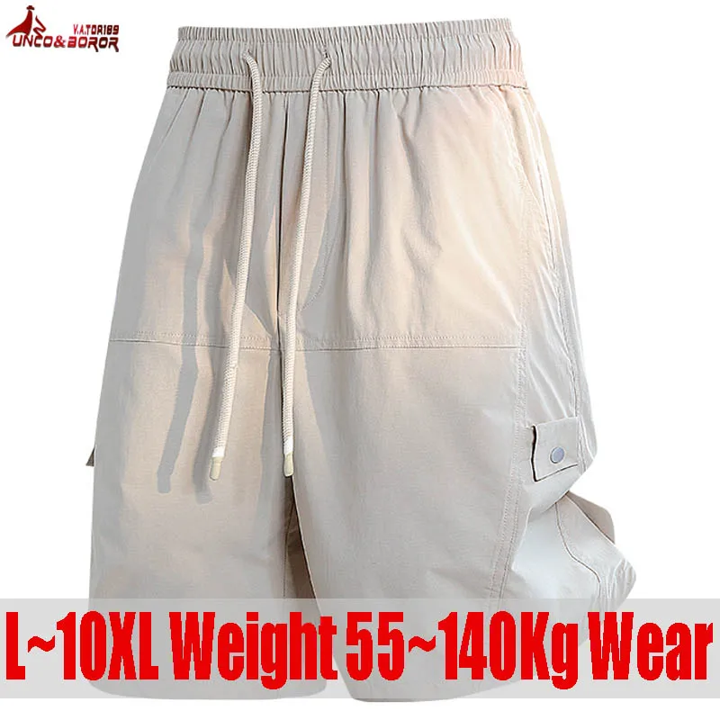 Plus Size 9XL 10XL Men's casual cargo shorts Homme Gym Running Short Summer Elastic Waist Outdoor Camping Hiking Shorts Clothing