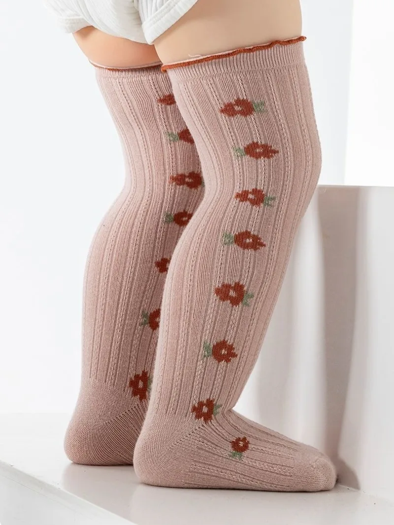 Calcetines de Algodón Peinado Premium para Bebé de 0 a 3 Meses, Calcetines Térmicos hasta la Rodilla, Ajuste Holgado, Sin Costuras, Sin Varillas