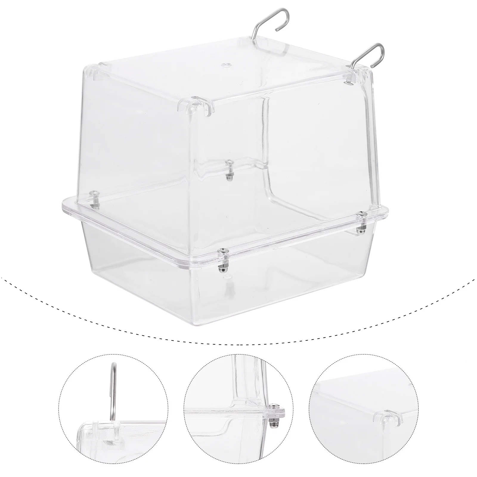 

Bird Bath Cube Acrylic Hanging Bathtub For Parrots Cage Shower Box No-Leak Durable Pet Grooming Tool Cage Bird Bath Box