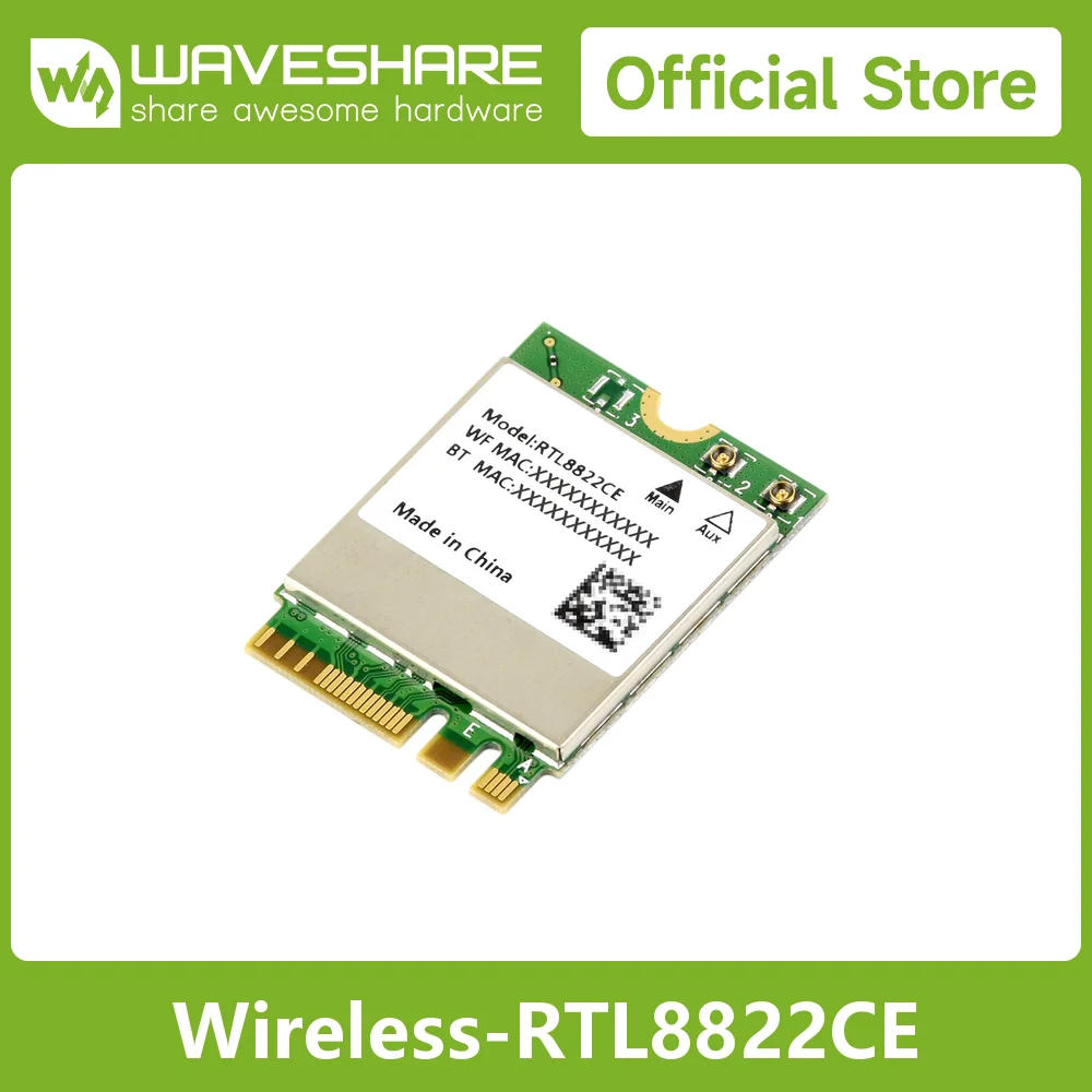 Waveshare RTL8822CE Wireless NIC, 2.4G/5GHz Dual-Band WiFi 5, Bluetooth 5.0, High Speed And Low Latency, RTL8822CE-CG core