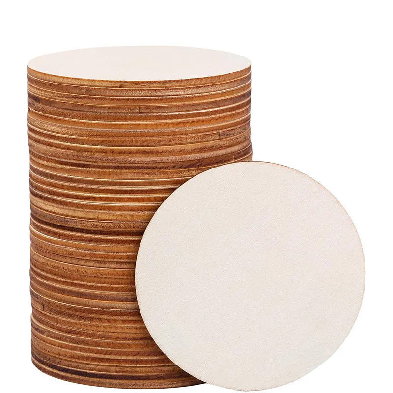 25mm~100mm Unfinished Wooden Natural Round Blank Cutouts Slices Circles Tags Pendants For DIY Crafts Christmas Party Decorations