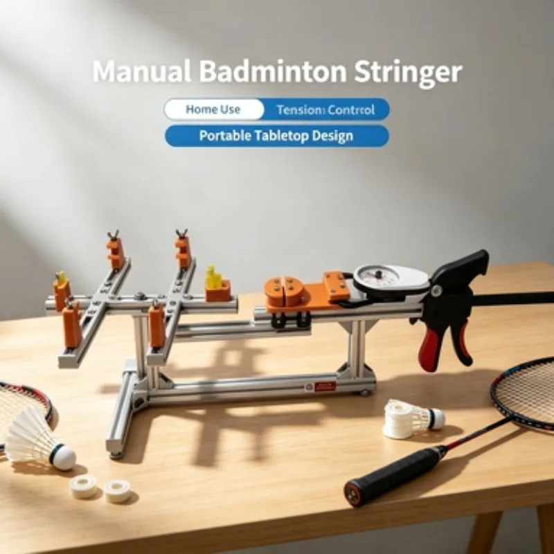 Portable Manual Badminton Racket Stringing Machine Flat Pull Stringer For Home Use Racquet Repair