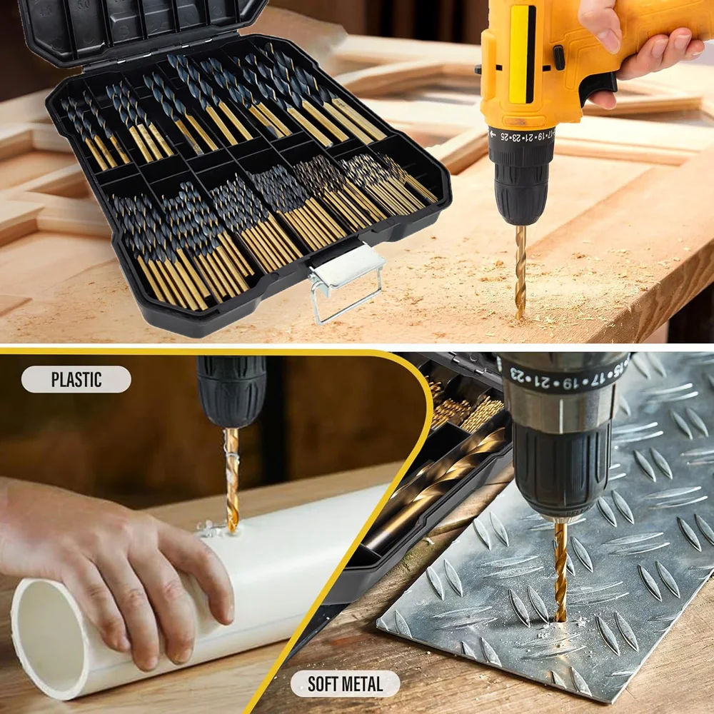 

99Pcs HSS Twist Drill Bit Set, 1.5mm-10mm, 135° Hardening Coated Surface – Power Tool Accessories for Wood & Metalworking