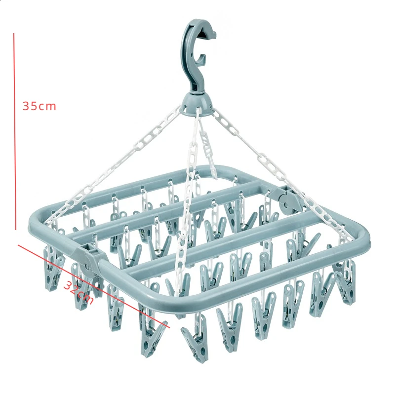 Folding Hanging Hanger 32 Clip Multifunctional Windproof Socks\' Clip Drying Rack Household Plastic Clothes Socks Drying Hanger