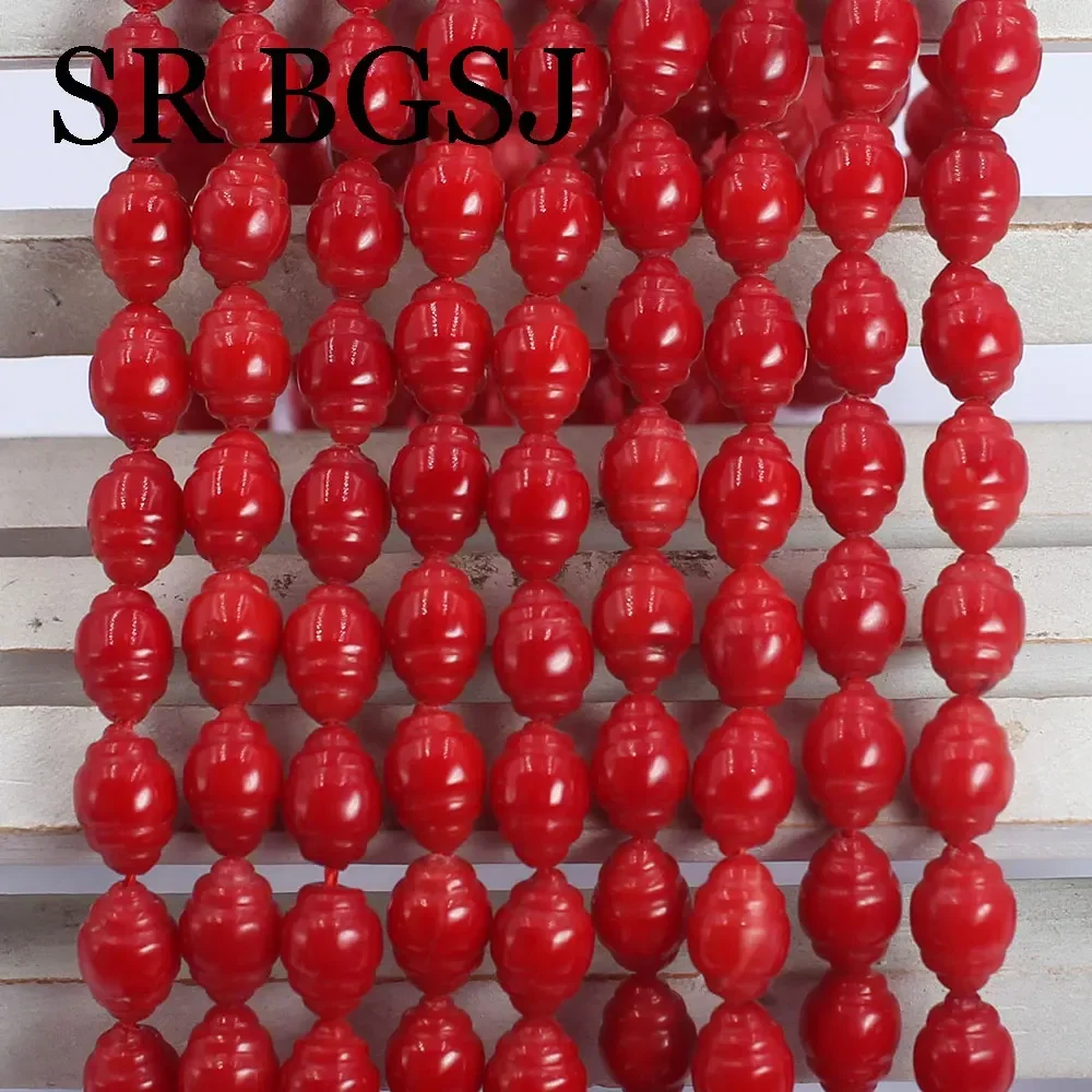 6x9mm Mały Kształt Whelk Czerwony Mini Hurtownia Naturalny Morski Bambus Koral Luźne Koraliki Strand 15