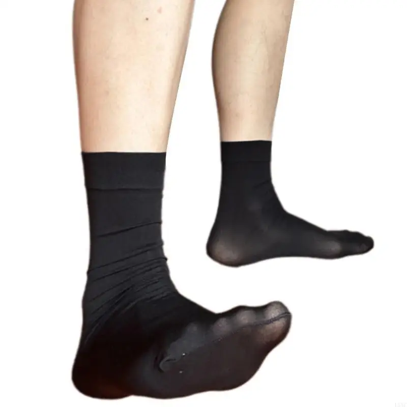 

L5YC Men's Dress Socks Nylon Silk Socks Casual Business Socks Soft Breathable Socks Ankle Socks Work Trouser Socks