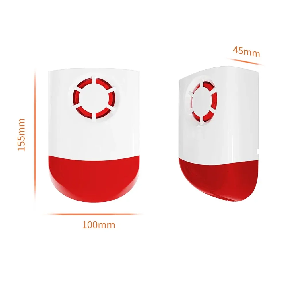 Tahlitech 433 Mhz Sirena wireless per interni/esterni Allarme stroboscopico flash impermeabile 120 dB Alto decibel per sistema di allarme di sicurezza intelligente