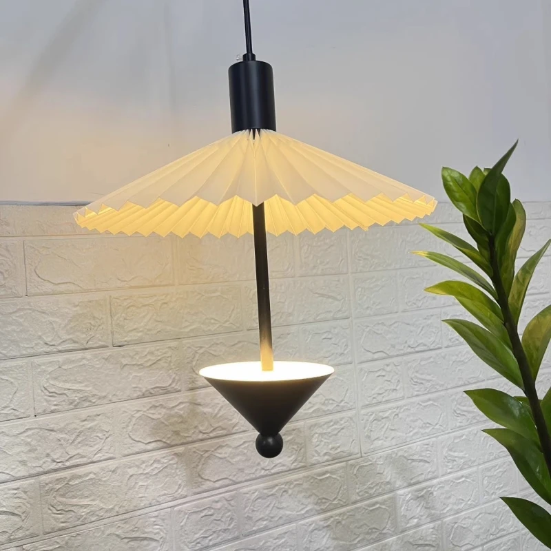 Japanese Designer Hashira Fan-Shaped Pendant Lamp For Living Room DiningRoom Bedroom Minimalist Cloth Lampshade Lighting Fixture