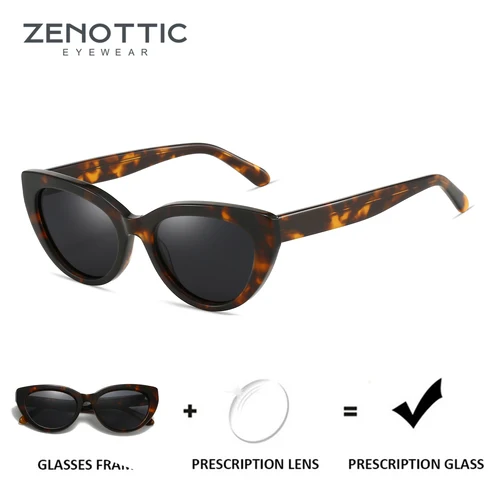 Imagen 1 del producto ZENOTTIC gafas de sol graduadas de ojo de gato a la moda para mujer, gafas de sol graduadas de acetato hechas a mano para miopía/gafas de sol progresivas, sombra óptica polarizada