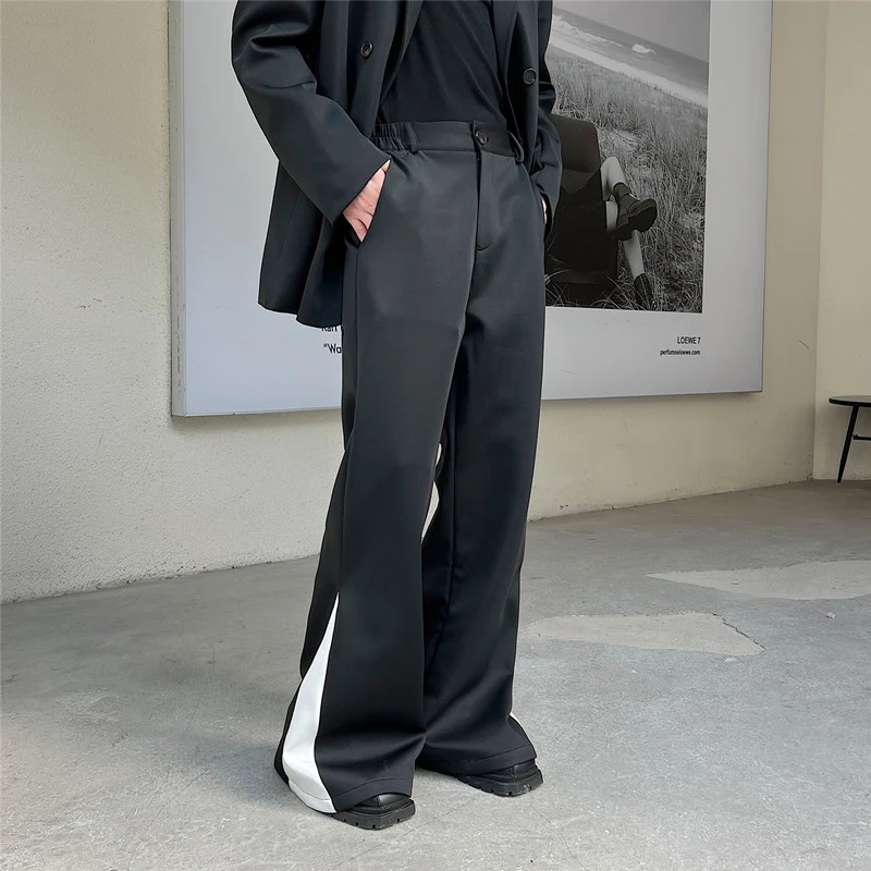 IEFB Spring New Korean Fashion Casual Men's Trousers Fashionable 2023 Contrast Color Wide Leg Male Pants Darkwear 9A6743