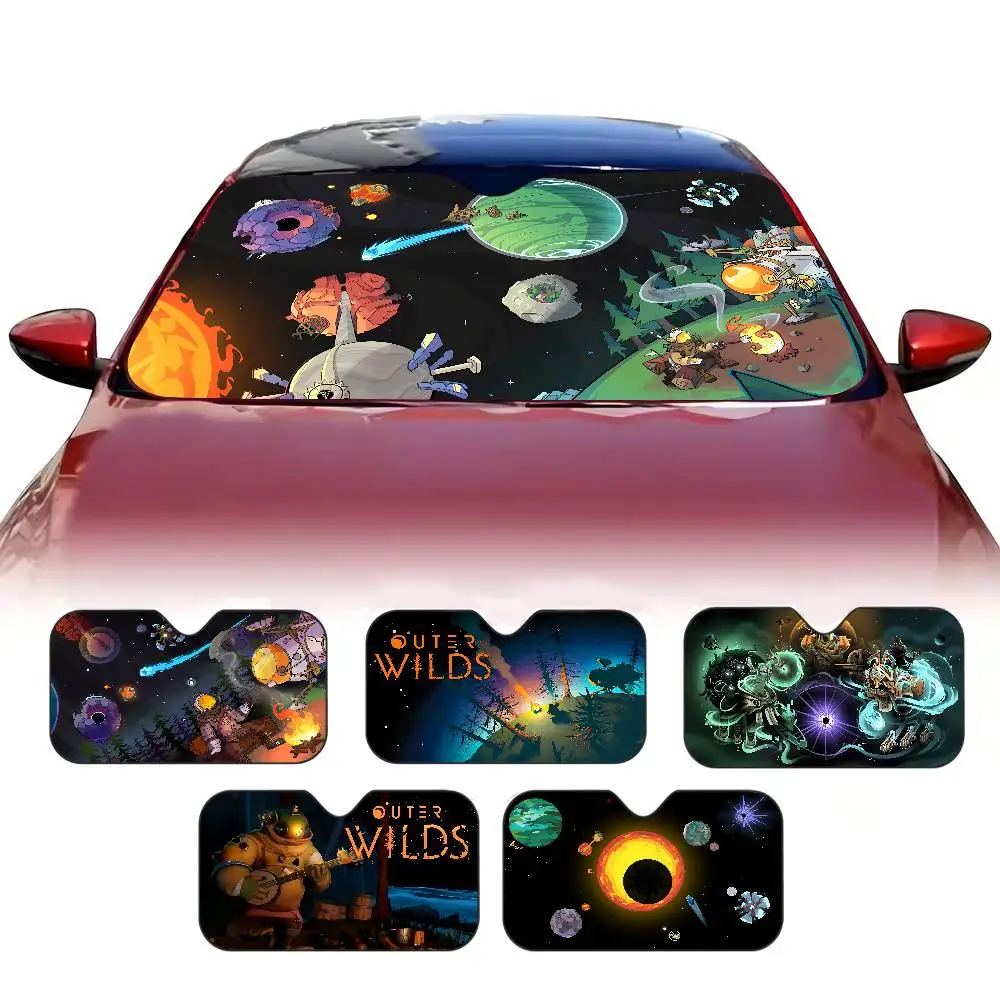 Anime Gamer Outer Wilds Car Solar Protection Heated Windshield Sunshade Car Window Windscreen Cover Sun Shade Auto Sun Visor
