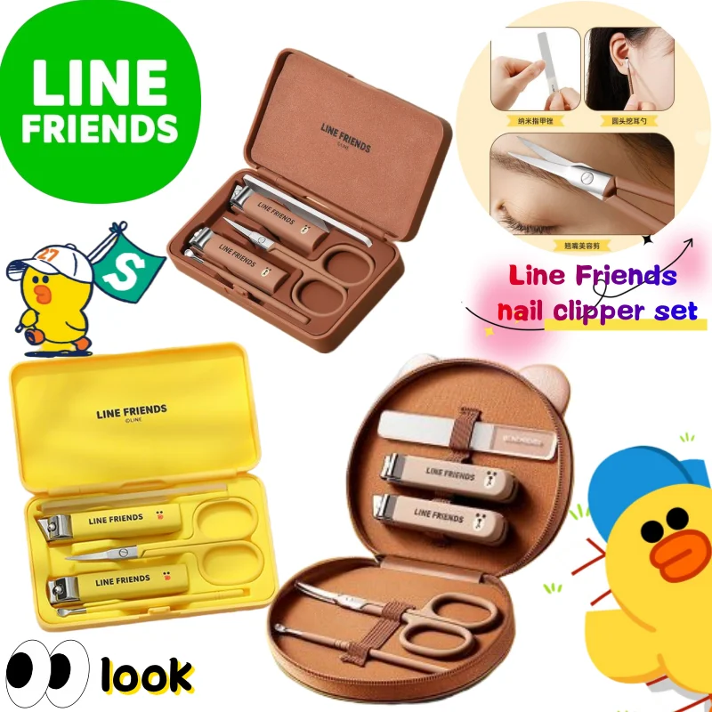 

Line Friends Brown Sally Nail Clipper Creative High-Quality Anime HD Cartoon Print Ear Pick Splash-Proof Slanted Nail File Set