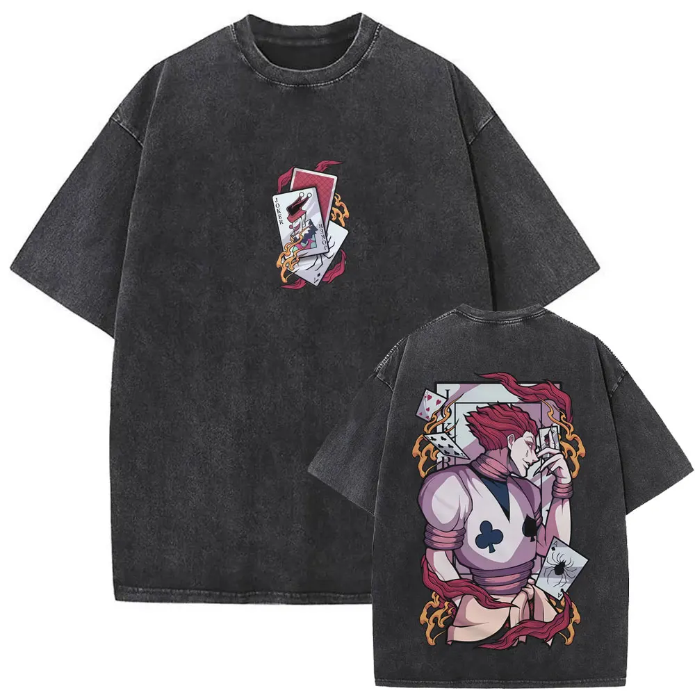 

Washed Vintage Anime Hunter X Hunter T-shirt Phantom Troupe Hisoka Graphic T-shirts Men Women Fashion Casual Oversized T Shirts