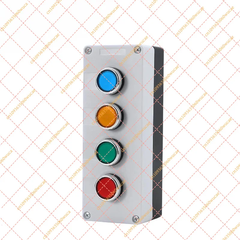 YF22mm 4 Position Push Button Box LA38 4 Hole Control Switch Red Green Yellow Blue Jog Self Reset Momentary Switch