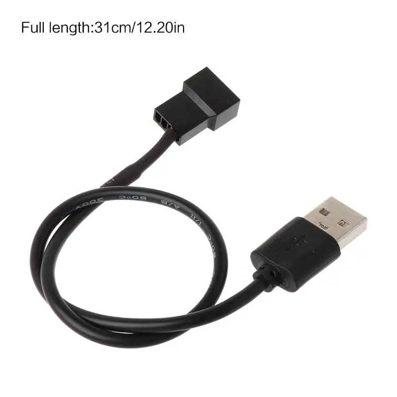 32cm/12.60in Fan Power Adapter Cable 1 to 1 Ways USB 2.0 A Male to 3 / 4 Pin 5V PWM Fan Connector , 22AWG