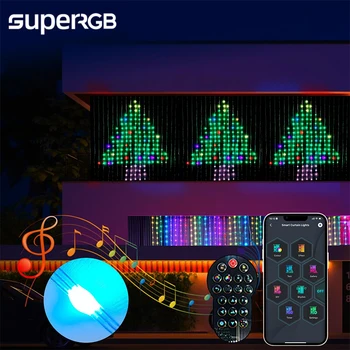 إكليل ضوء led Rgb ، مع تطبيق ، جهاز تحكم عن بعد ، تصنعه بنفسك ، نمط النص ، مشهد ، لعيد الميلاد ، الزفاف ، العطلة