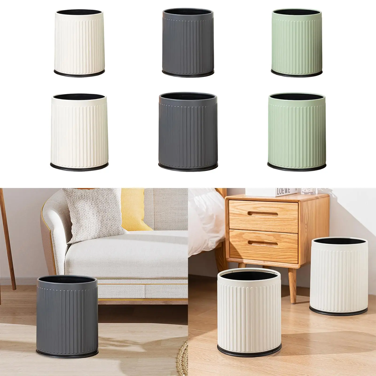 

Open Top Trash Can without Lid Trash Bucket Lightweight Bathroom Waste Basket for Hotel Bathroom Living Room Home Apartment