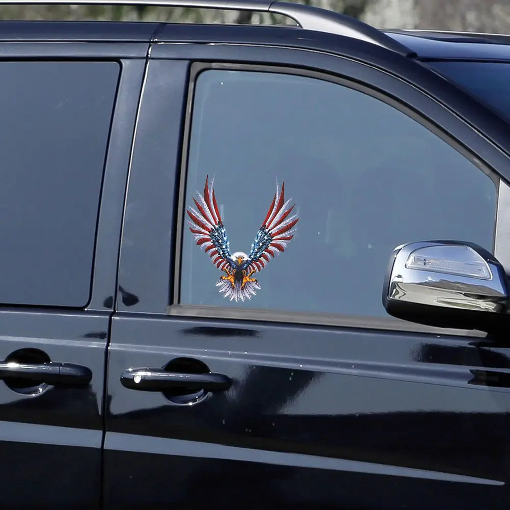 Car Decal Flying Hawk Auto Truck USA Eagle PET Flag Sticker Hood Decals