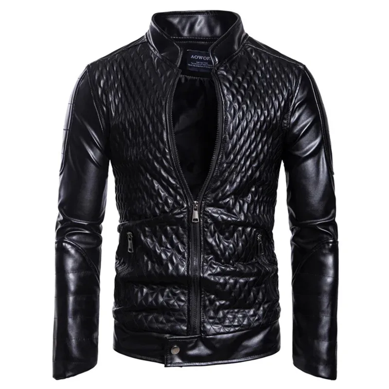 SS23 Nowa butikowa odzież rockowa na występy, personalizowana męska kurtka motocyklowa ze skóry PU w romby, jesień 2023