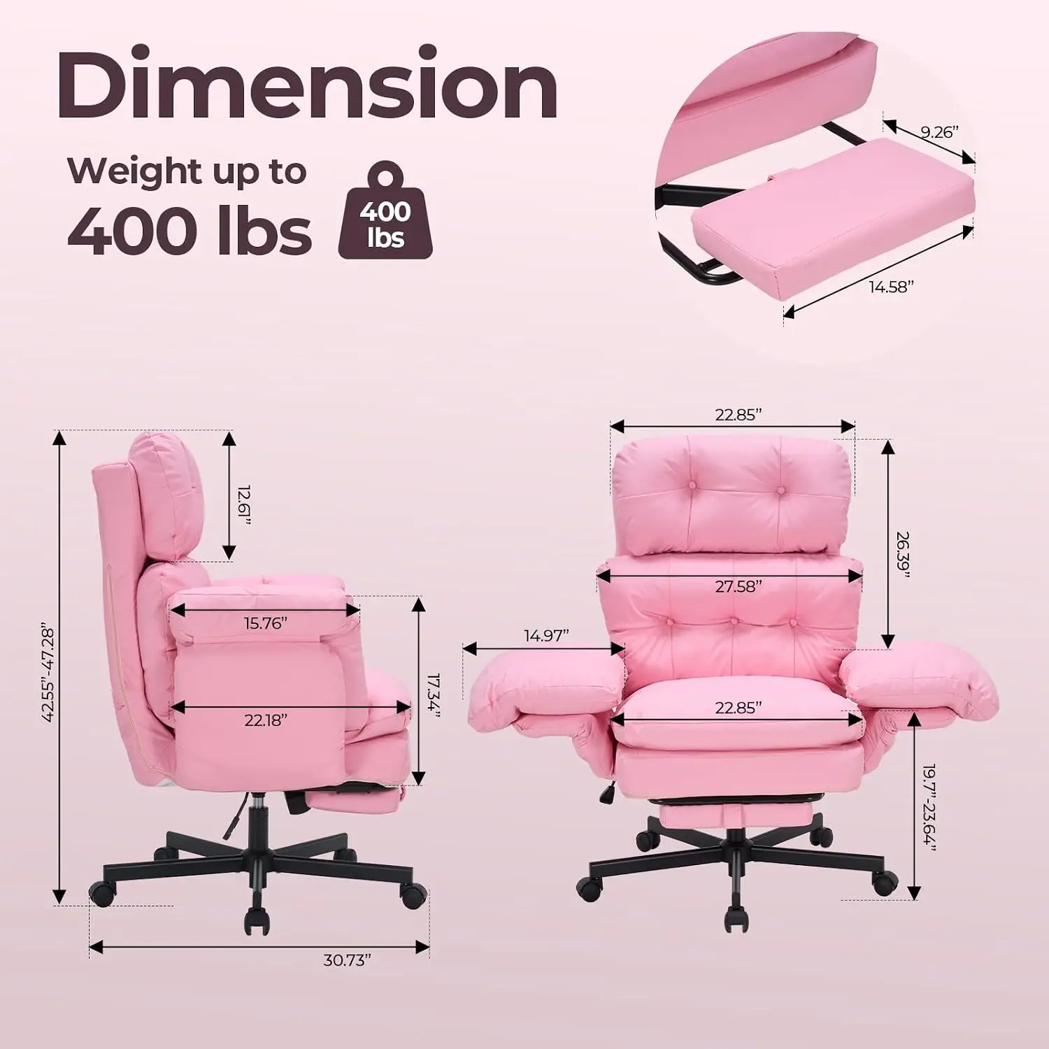Criss Cross Office Chair with Foot Rest, Big and Tall Office Desk Chair with Flip Armrests for Pets & Cross Legged, Customized