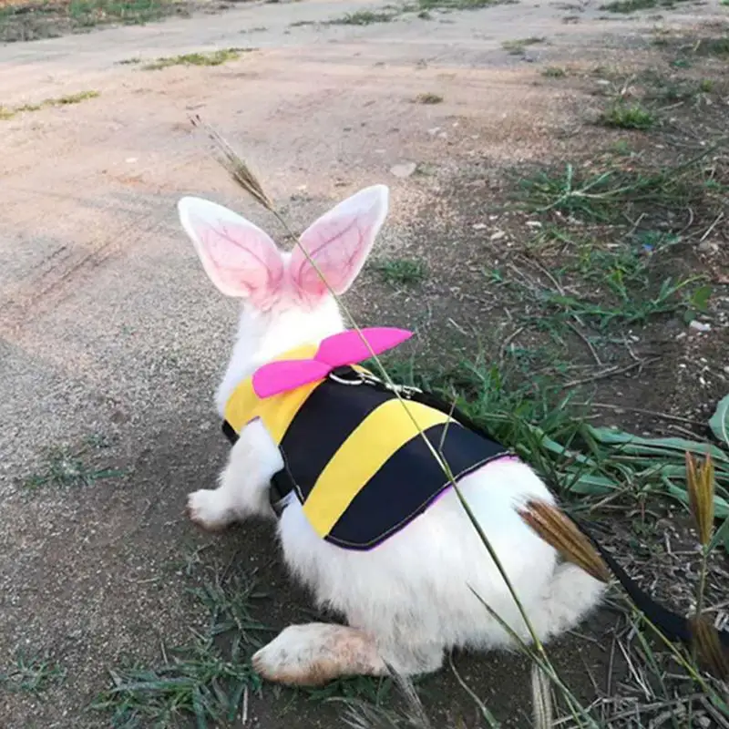 Correa de pecho con lazo para Conejo, arnés para el pecho para Hurón, conejillo de indias, hámster, cachorro, suministros para mascotas, cuerda de tracción para abejas