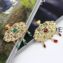 Sunspicems Gold color Morocco Brooch for Women Algeria Caftan Robe Tassels Brooch Arabesque Pins Ethnic Muslim Wedding Jewelry