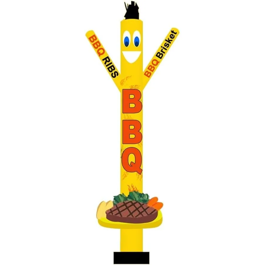 

1Pcs 18ft Tall BBQ Ribs Air Inflatable Tube Man Dancer with BBQ Steak Sign Tubeman Both-Side Hand Printing （Blower Not Included）