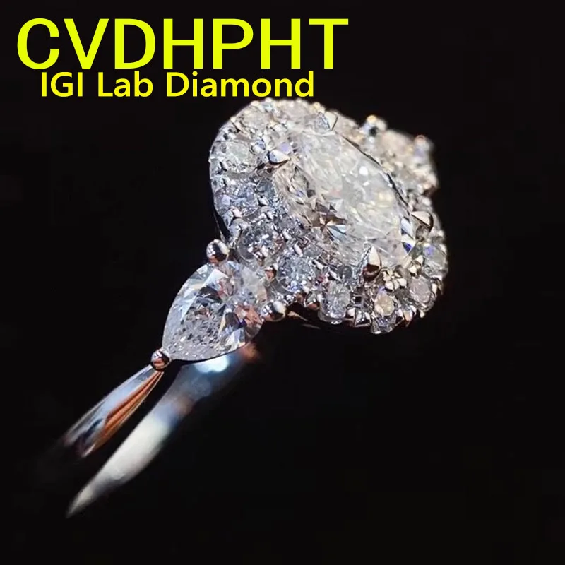 

IGI Lab Растущее кольцо с бриллиантом Овальный цвет D 1 2 3 карата Твердое кольцо из белого золота 9 карат Обручальное кольцо с бриллиантом Заводское обручальное кольцо