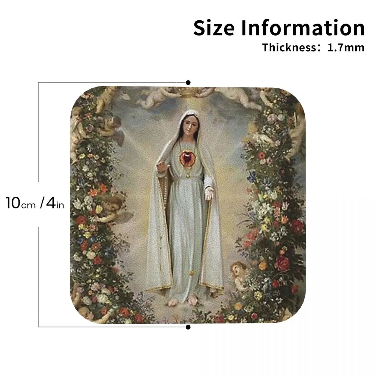 Virgin Mary Immaculate Heart Of Mary Mother Of God Our Lady Coasters Placemats Insulation Coffee Mats for Dining Pads Set of 6