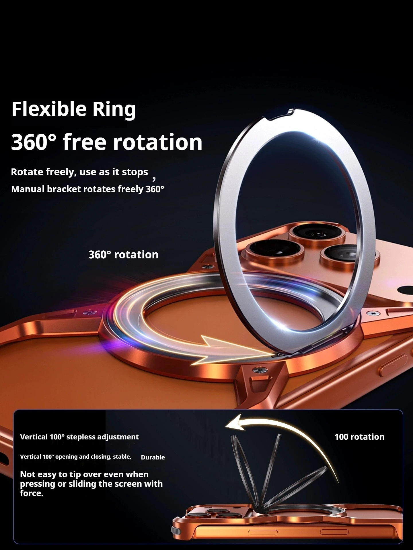 حافظة لهاتف آيفون 17 16 15 14 13 Pro Max 360 دعامة دوارة Magsafe حلقة مغناطيسية حامل غطاء ممتص للصدمات