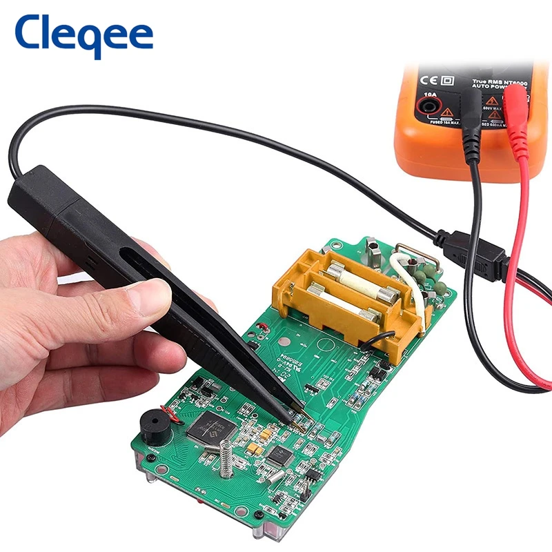 Cleqee P1503E 21 Uds Kit de cables de prueba para multímetro con pinzas sondas de prueba conector Banana de 4mm agujas reemplazables pinzas de