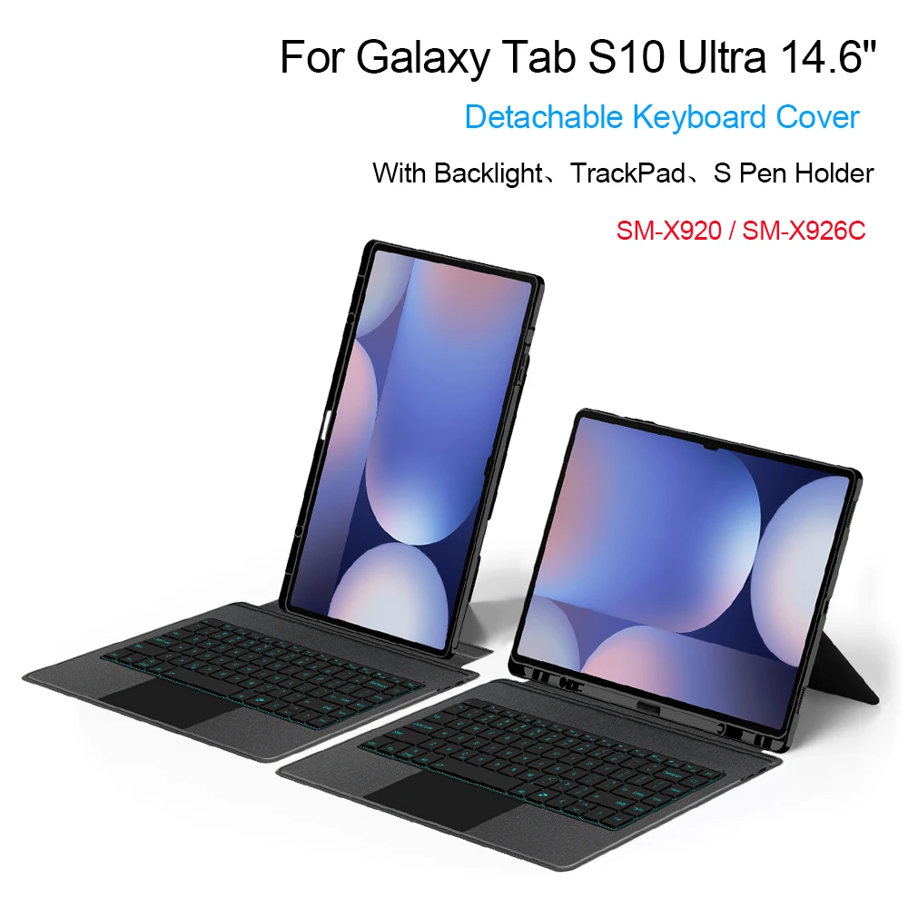 

Смарт-чехол для Samsung Galaxy Tab S10 Ultra 14,6 дюймов 2024 SM-X920, беспроводной сенсорный трекпад, чехол с волшебной клавиатурой и подсветкой