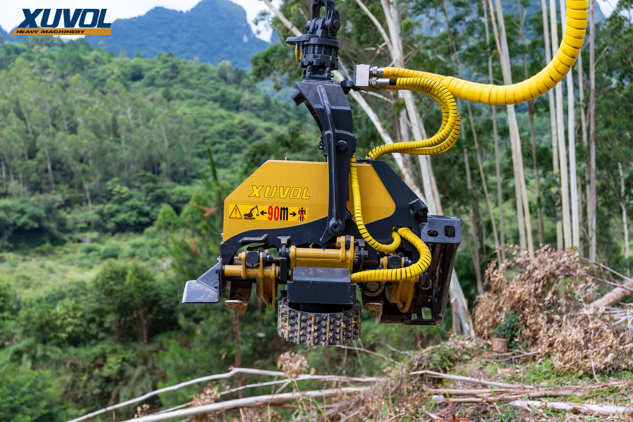 XUVOL Chain Saw for Felling Trees Firewood Processor for Tractor Can Set the Felling Length Tree Harvester Log Cutter