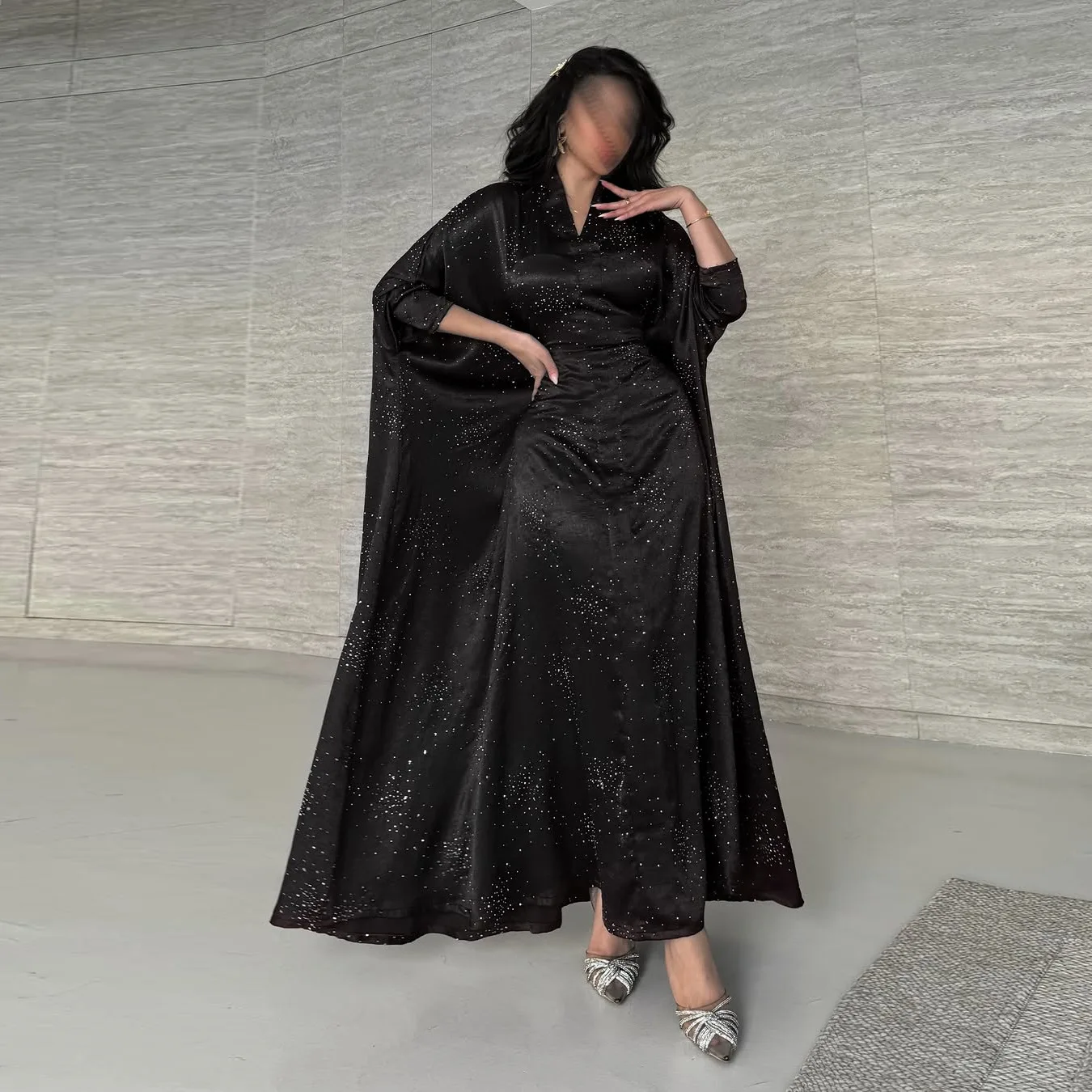 Abaya musulmán de Oriente Medio para mujer, moda árabe, exquisito jersey con diamantes, bata Abaya, vestido largo suelto