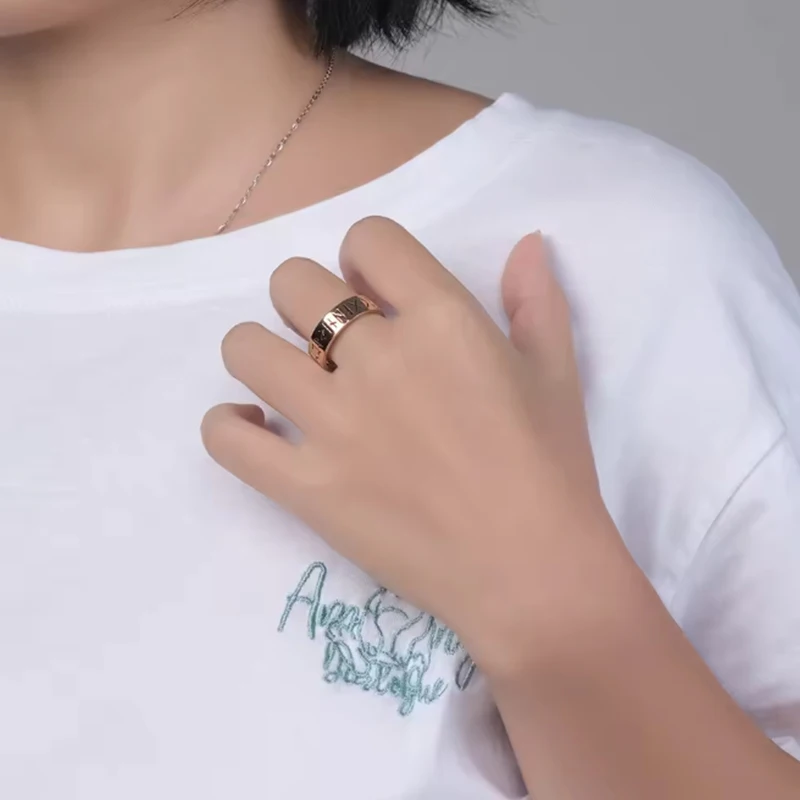 2025 New Stainless Steel Hollow Out Ring for Men Women Fashion Hollow Rune Design Finger Valentine's Gifts Anti-Anxiety Rings