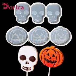 Dorica Skull Pumkin Resin Epoxy Silicone Mold Diy Halloween Chocolate  Rattle Shaker Lollipop Mould Cake Decorating Tools