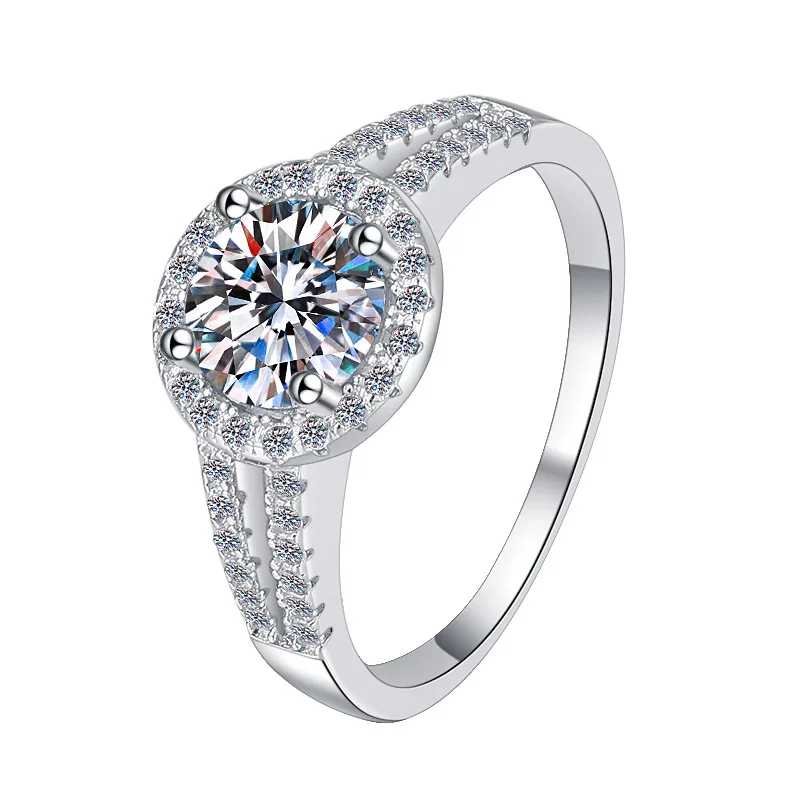 Women's round Bezel Set Moissanite Ring PT950 Platinum 1Ct Durable Anti-Deform Understated Sparkle Top Friend Gift