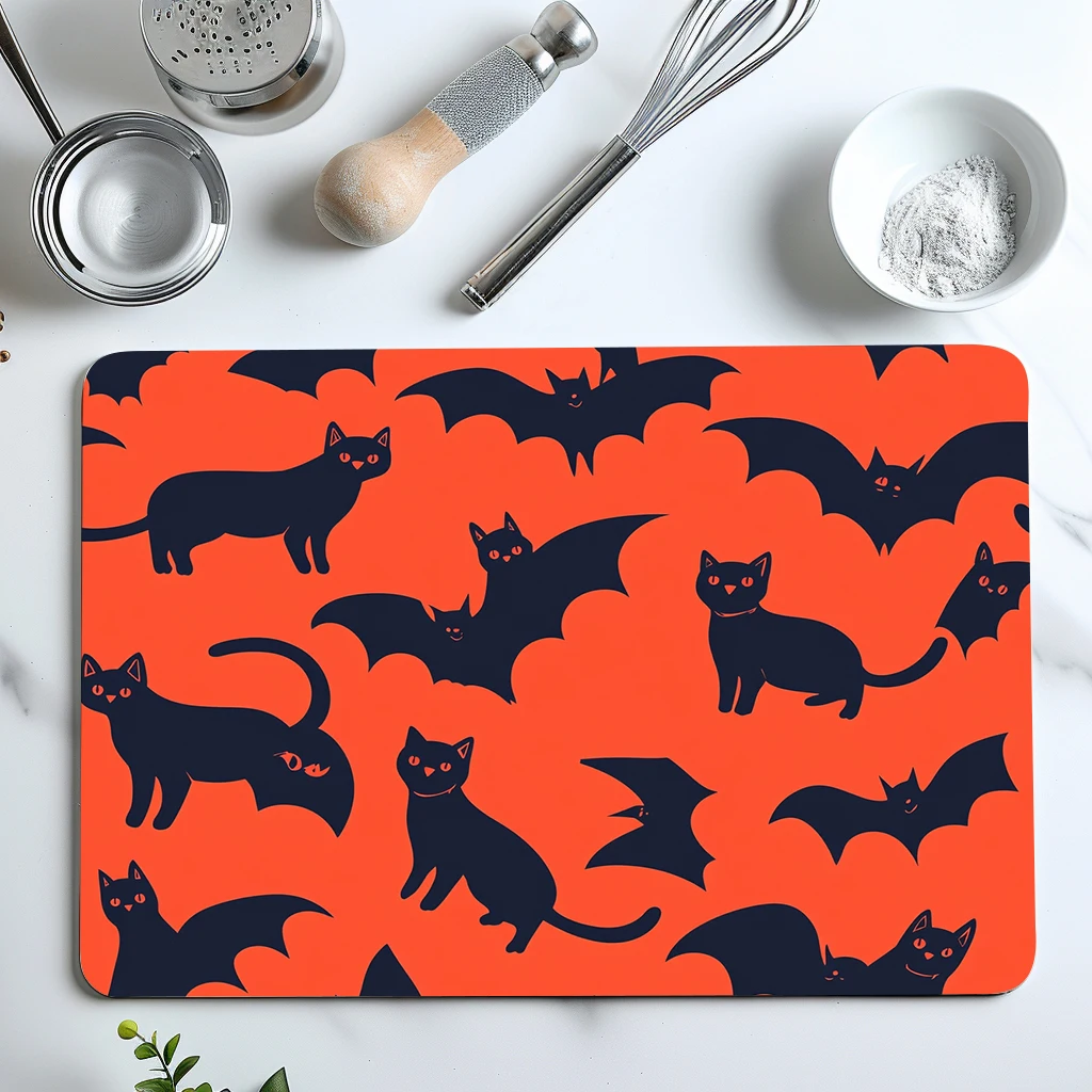 Absorbent Mat Halloween Bat Cat Kitchen Antiskid Drying Mat Quick Dry Bathroom Drain Pad Tableware Mat