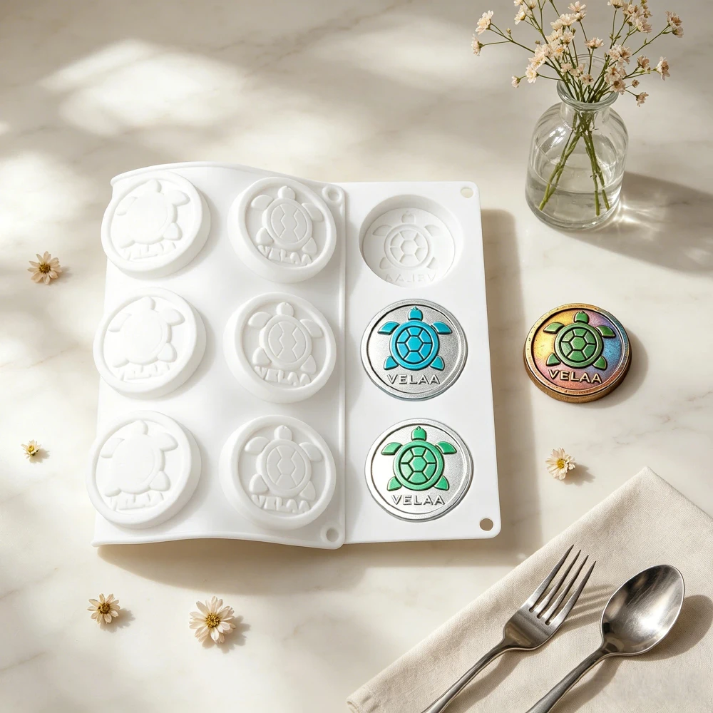 15-Cell Turtle Coin Design Food Grade Silicone Chocolate Mold Candy Mould Silicone Cookie Bakeware Kitchen Dessert Tools
