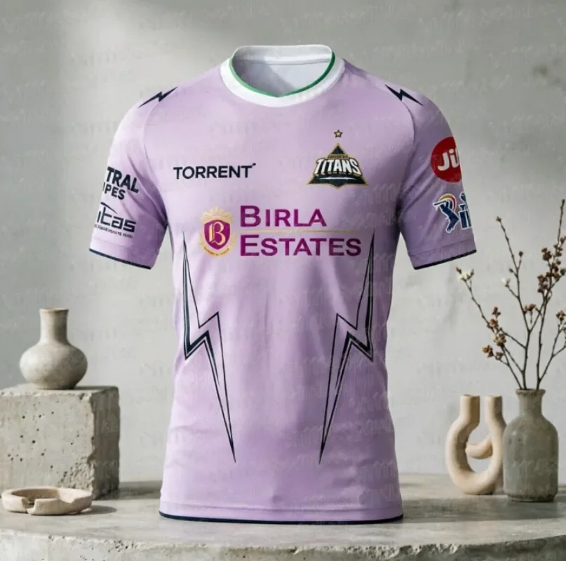 2026 New Summer Adults Gujarat Titans IPL Cricket Jersey Quick Dry Short Sleeve Sports T Shirt Fans Tops Tees FamilyMatching