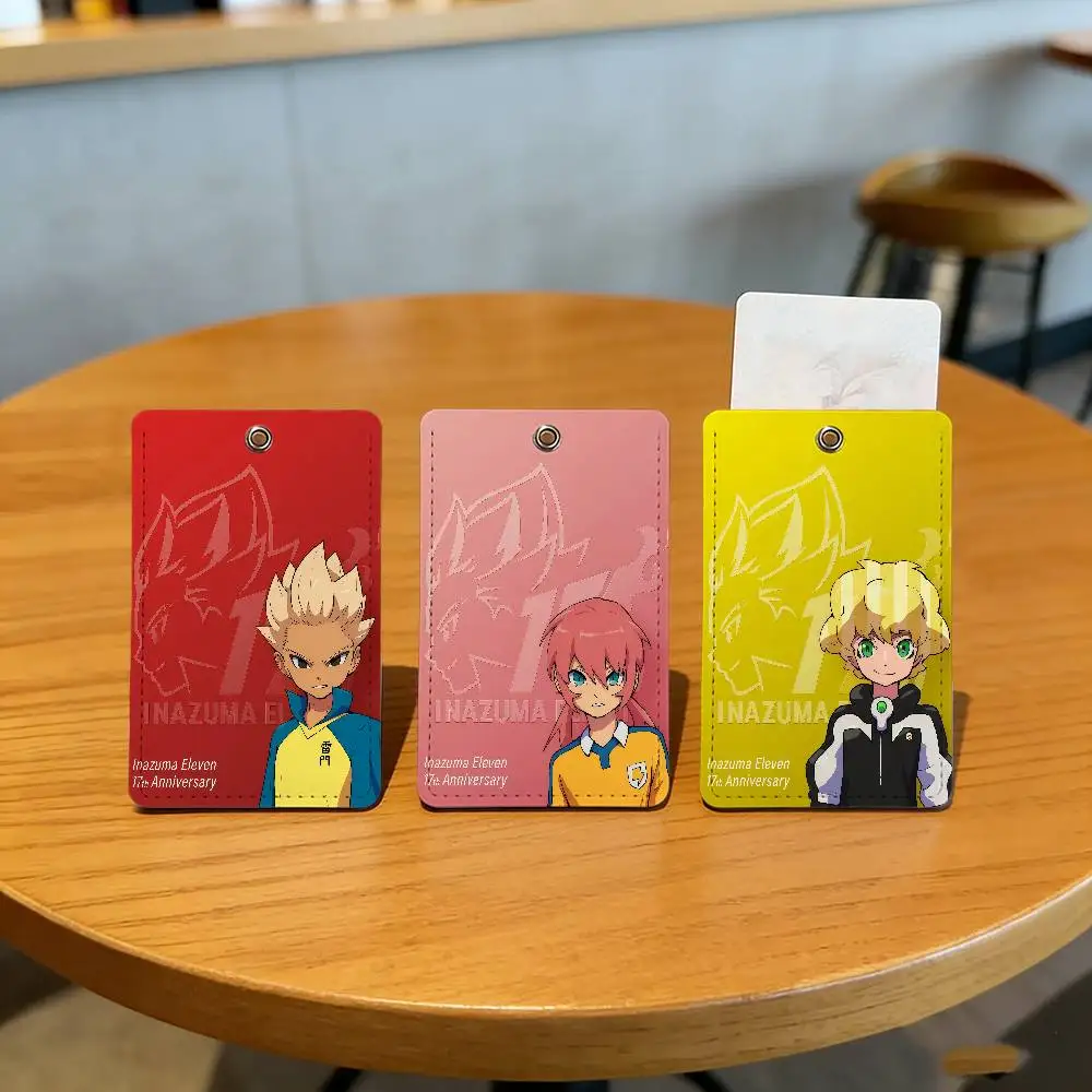 Inazuma Eleven Victory Road School rectangular keychain Bus house access card protective cover PU leather ID Best sellers