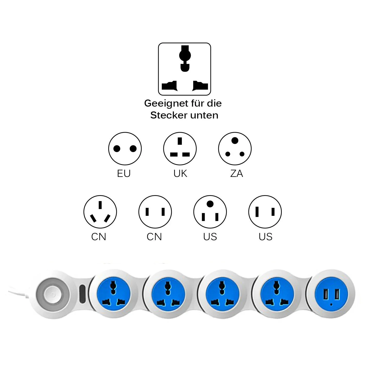 Power Strip Electric Universal Outlets Plugs Surge Protection Socket USB 1.8m Extension Cable Space Saving Practical Home Office