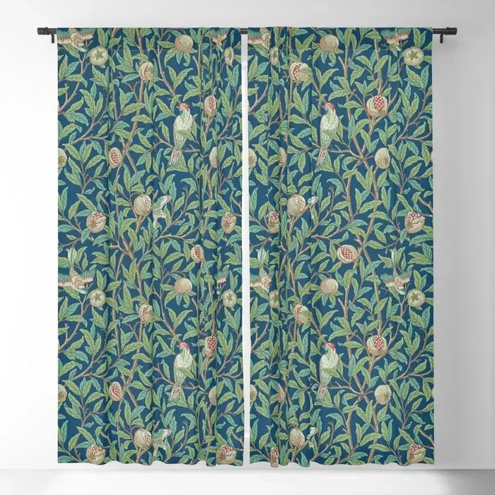 William Morris Bird and Sage Blackout Curtains 3D Print Window Curtains for Bedroom Living Room Decor Window Treatments