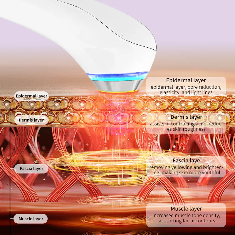 Máquina ultrassônica de vibração de radiofrequência facial, 3-10mhz, aperto da pele, levantamento, remoção de rugas, massageador, beleza, cuidados faciais