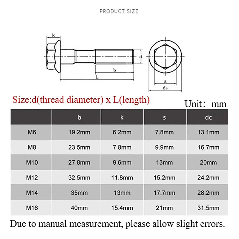 M6 M8 M10 M12 M14 M16 Dacromet Grade 10.9 Carbon Steel Hexagon Flange Cap Flange Bolt Hex Washer Head Bolt