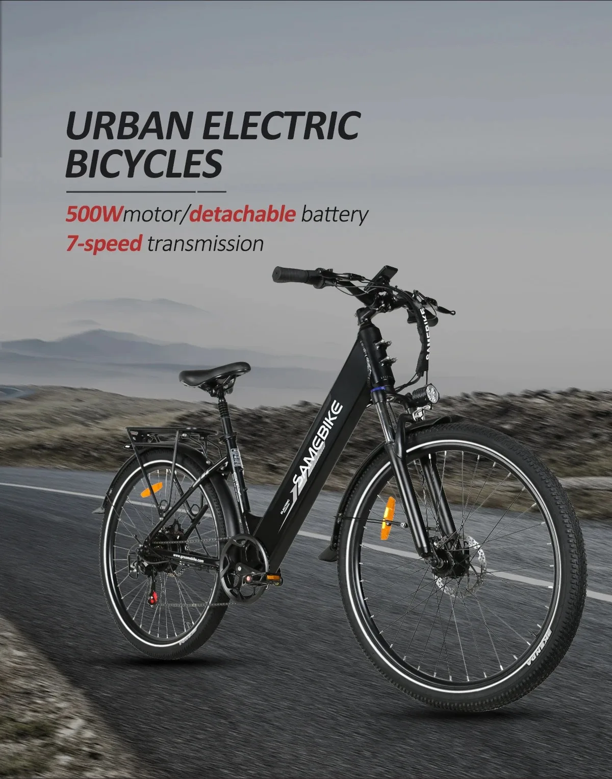 SAMEBIKE RS-A01PRO E-Bike 500W Motor 36V15AH Lithium-Akku Mechanische Scheibenbremsen Elektrofahrrad 26-Zoll-Reifen Elektrofahrrad – Detail 5
